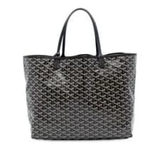 Authenticated Goyard Goyardine Saint Louis GM Black Coated Canvas Fabric