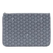 Authenticated Goyard Goyardine Senat MM Gray Coated Canvas Fabric