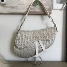 Christian Dior — Christian Dior Saddle Bag Vintage Trotter Oblique Cream Off White Ivory RARE — Handbag — resale