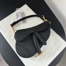 Christian Dior — Christian Dior Saddle PM Shoulder Bag Black Gold Used Women Classic — Handbag — resale