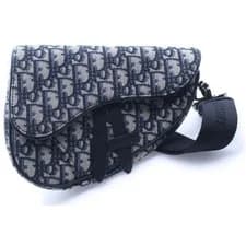 Christian Dior — Christian Dior Oblique Saddle Body Bag Waist Bag Shoulder Bag Navy Leather Canva — Handbag — resale