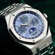 Audemars Piguet — Audemars Piguet Royal Oak Perpetual Calendar Blue Steel MINT FULL SET 26574ST — Watch — resale