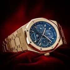 Audemars Piguet — Audemars Piguet Royal Oak Perpetual Calendar Rose Gold Blue 26574OR.OO.1220OR.02 — Watch — resale