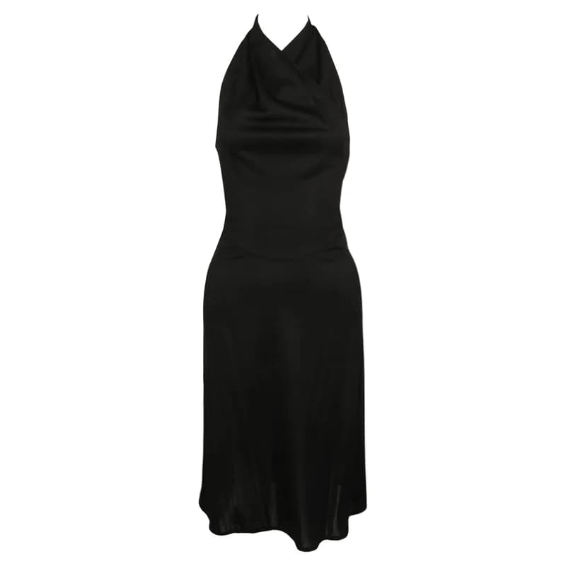 Azzedine Alaïa — 2000 Azzedine Alaïa Documented Black Halter Runway Dress with Strappy Back — Designer Shoe — resale