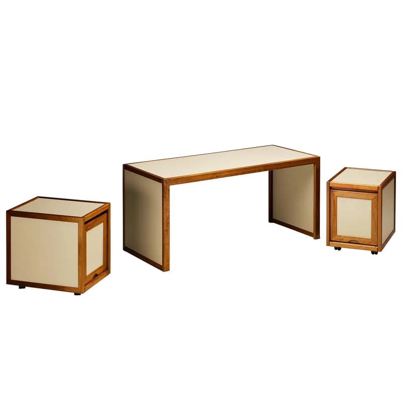 André Sornay Rare Writing Desk with Movable Cabinets in Mahogany — Furniture — resale