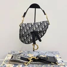 Christian Dior — Christian Dior Saddle Oblique PM Top Handle Shoulder Bag Crossbody Black Women — Handbag — resale