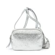 Yves Saint Laurent Silver Lou Belt Bag Shoulder Bag Glittery Leather