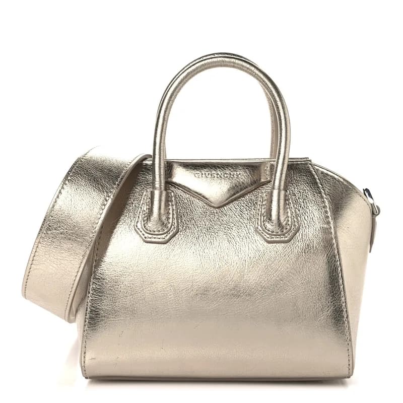 Givenchy — Laminated Lambskin Mini Antigona Gold — Handbag — resale