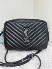 Saint Laurent Lou Camera Bag Womens Small Black Leather Chevron Crossbody