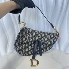 Christian Dior — Christian Dior CD GHW Saddle Bag Handbag Canvas M0446 Blue — Handbag — resale