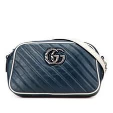 Gucci — Gucci GG Marmont chain Shoulder Bag Blue Leather — Handbag — resale
