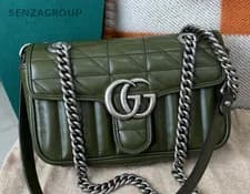 Gucci — Gucci Marmont22 Chain Shoulder Bag Green Silver Used Women Classic Fashion — Handbag — resale
