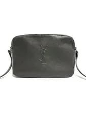😎VINTAGE Authentic SAINT LAURENT Lambskin Monogram Logo LOU Camera Bag in Grey