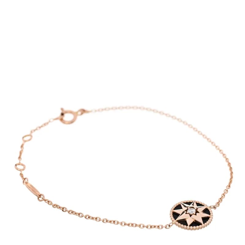 Christian Dior — 18K Rose Gold Diamond Black Onyx Rose Des Vents Bracelet — Jewelry — resale