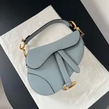 Christian Dior — Christian Dior Saddle Bag PM Top Handle Shoulder Bag Blue Gold Women Classic — Handbag — resale