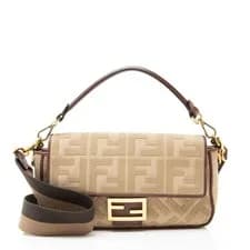 Fendi — Fendi FF Embroidered Canvas Baguette Shoulder Bag — Handbag — resale