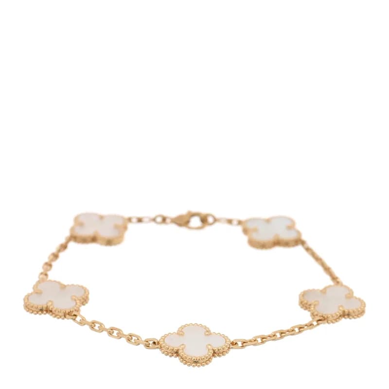 Van Cleef & Arpels — 18K Yellow Gold Mother of Pearl 5 Motifs Vintage Alhambra Bracelet — Jewelry — resale