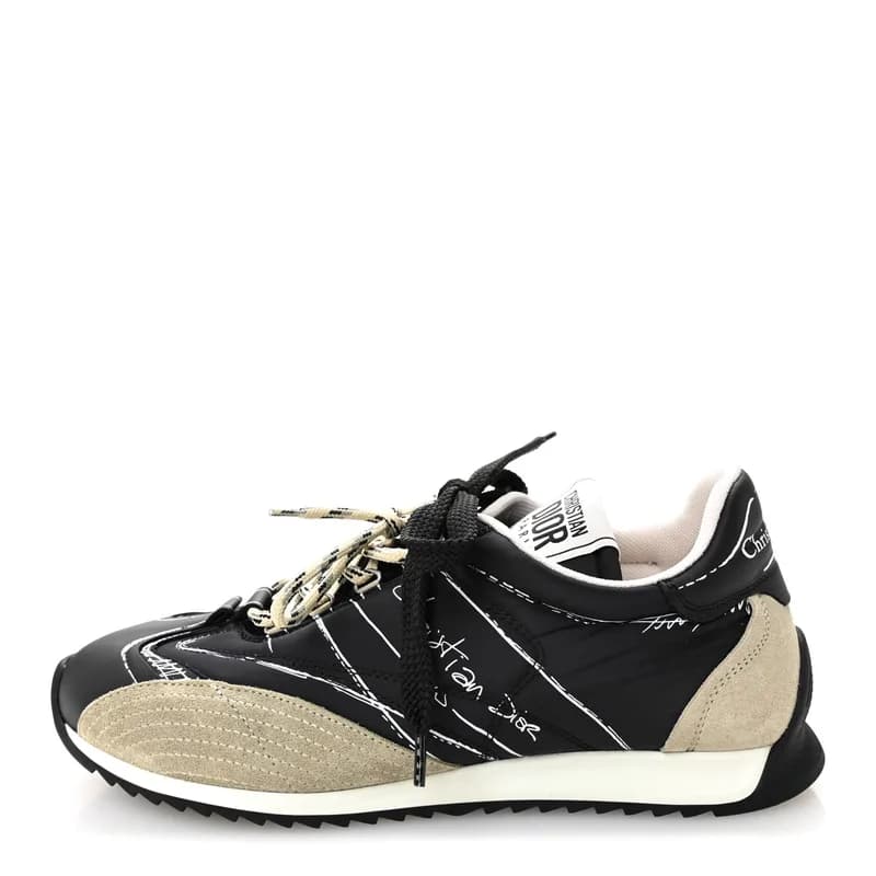 Christian Dior — Calfskin Nylon Womens D-Sketch Sneakers 39 Black — Designer Shoe — resale