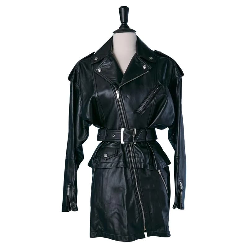 Alexandre Vauthier — Trompe L'Oeil Black Leather Mini Biker Dress Alexandre Vauthier — Designer Shoe — resale