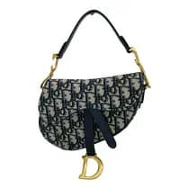 Christian Dior — Christian Dior Saddle Bag Navy Blue Ivory White Oblique Jacquard — Handbag — resale
