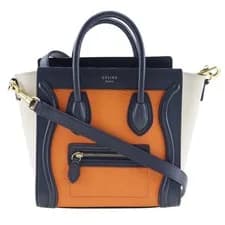 Celine — CELINE Luggage nano shopper Shoulder Bag Orange/black Calfskin Women — Handbag — resale