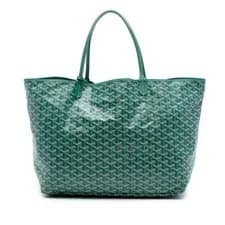 Authenticated Goyard Goyardine Saint Louis GM Green Coated Canvas Fabric