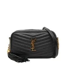 Saint Laurent YSL Logo Tassel Lou Chain Shoulder Bag 618057 Black ... GZl1fsf1