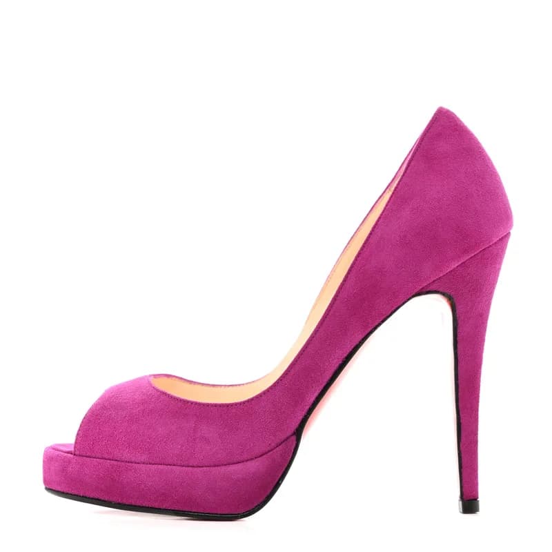 Christian Louboutin — Suede Yoyo Zeppa 120 Pumps 36 Magenta — Designer Shoe — resale
