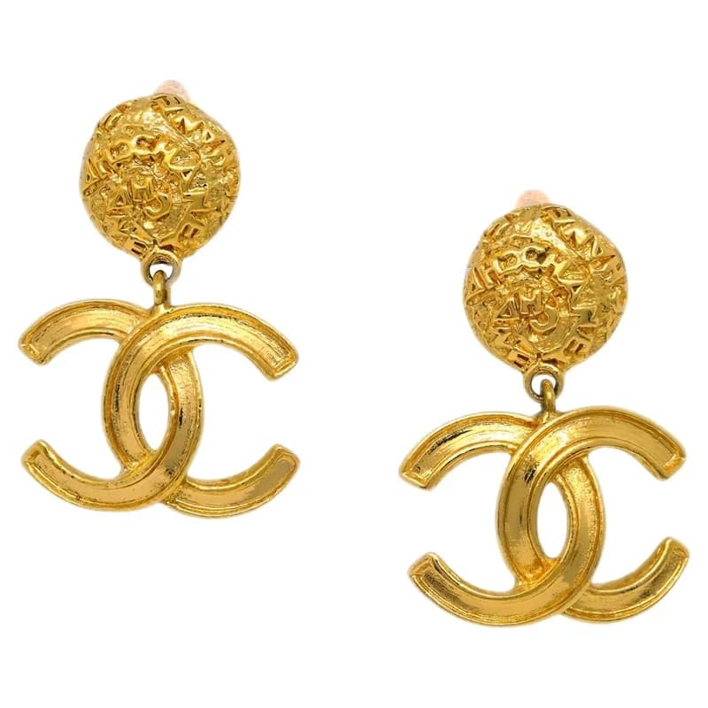 Chanel — Chanel Vintage Gold CC Dangle Clip-On Earrings, Circa 1995 — Jewelry — resale
