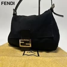 Fendi — FENDI Mamma Bucket Shoulder Bag Cotton Jersey Leather Black Vintage From Japan — Handbag — resale