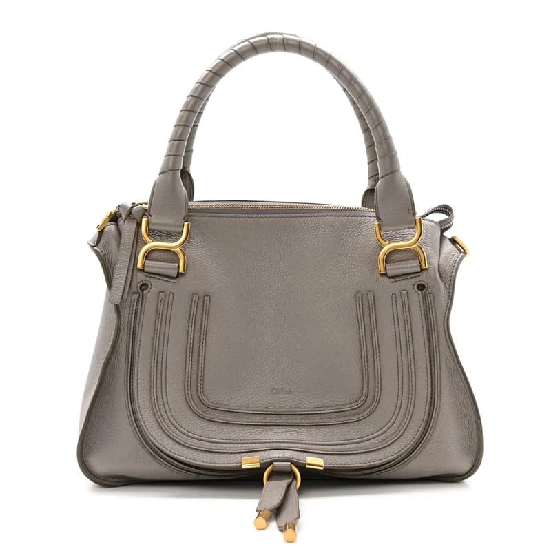 Chloé — Calfskin Medium Marcie Satchel Cashmere Grey — Handbag — resale