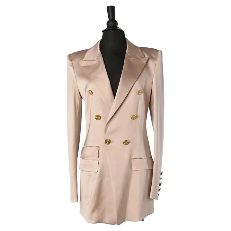 Alexandre Vauthier — Powder Pink Satin Double Breasted Blazer — Designer Shoe — resale
