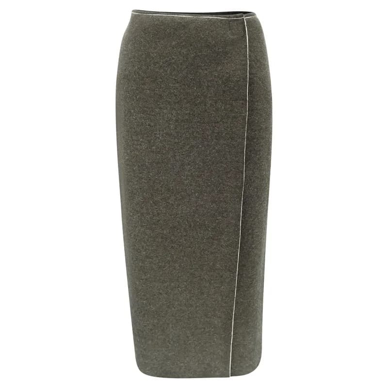 Fendi — Vintage Fendi Jeans Maxi Wrap Skirt Marled Sage Green — Designer Shoe — resale