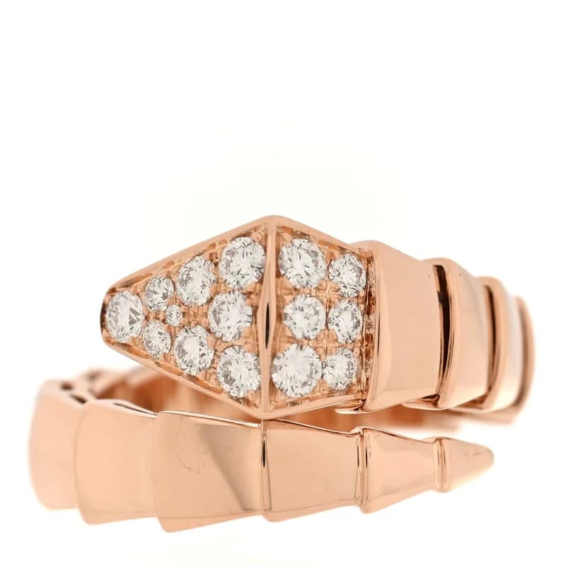 Bulgari — 18K Rose Gold Diamond Serpenti Viper Ring L — Jewelry — resale