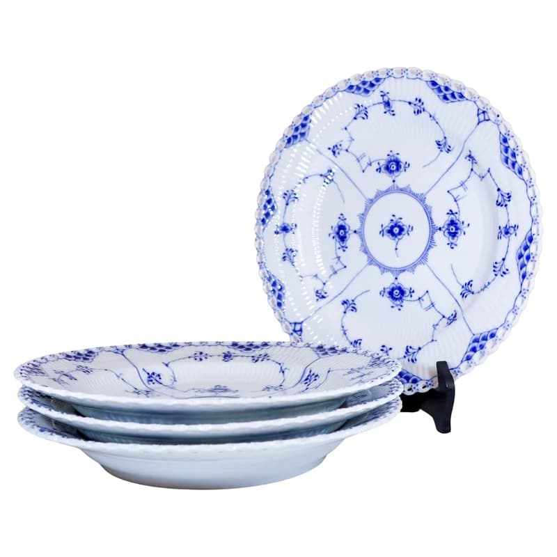 Royal Copenhagen — Arnold Krog Royal Copenhagen Blue Fluted Musselmalet 4 Dinner Plates — Furniture — resale