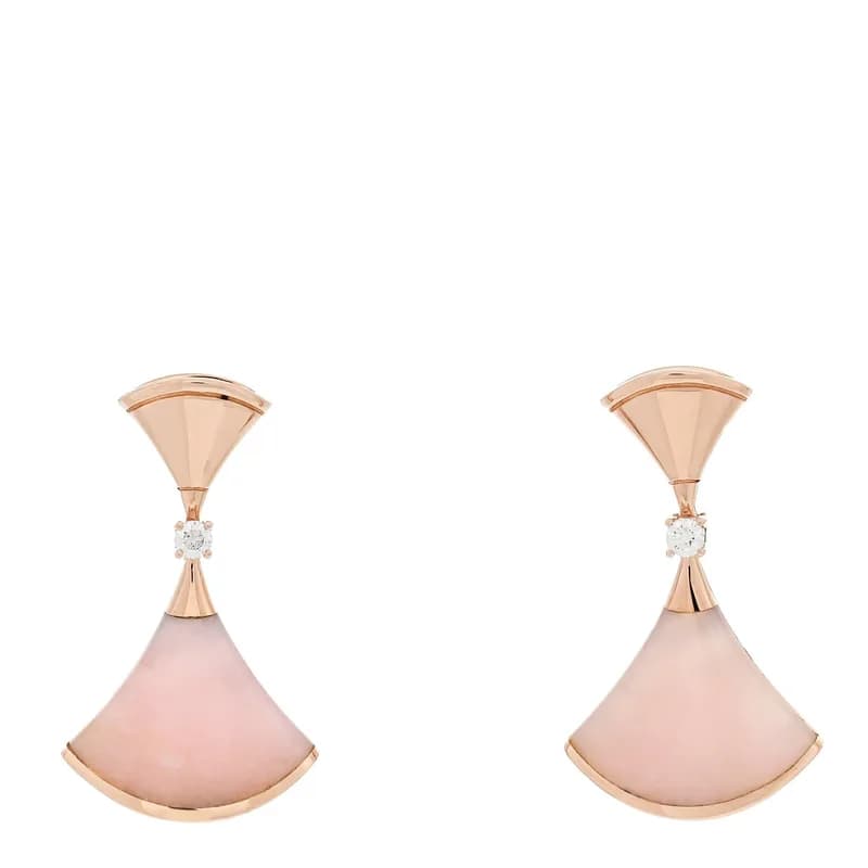 Bulgari — 18K Rose Gold Diamond Pink Opal Divas' Dream Earrings — Jewelry — resale