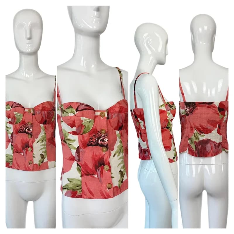 Celine — Celine Vintage Floral Linen Bustier Corset Style — Designer Shoe — resale