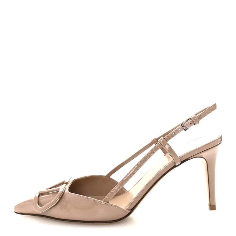 Valentino Garavani — Patent Signature Vlogo Slingback 80mm Pumps 37.5 Rose Cannelle — Designer Shoe — resale