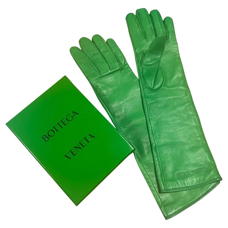 Bottega Veneta — Bottega Veneta Green Leather Gloves with Original Box — Designer Shoe — resale