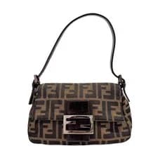 Fendi — FENDI Mini Baguette Brown Zucca Canvas Shoulder Bag — Handbag — resale