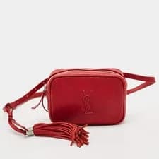 Saint Laurent Monogram Lou Red Leather Belt Bag