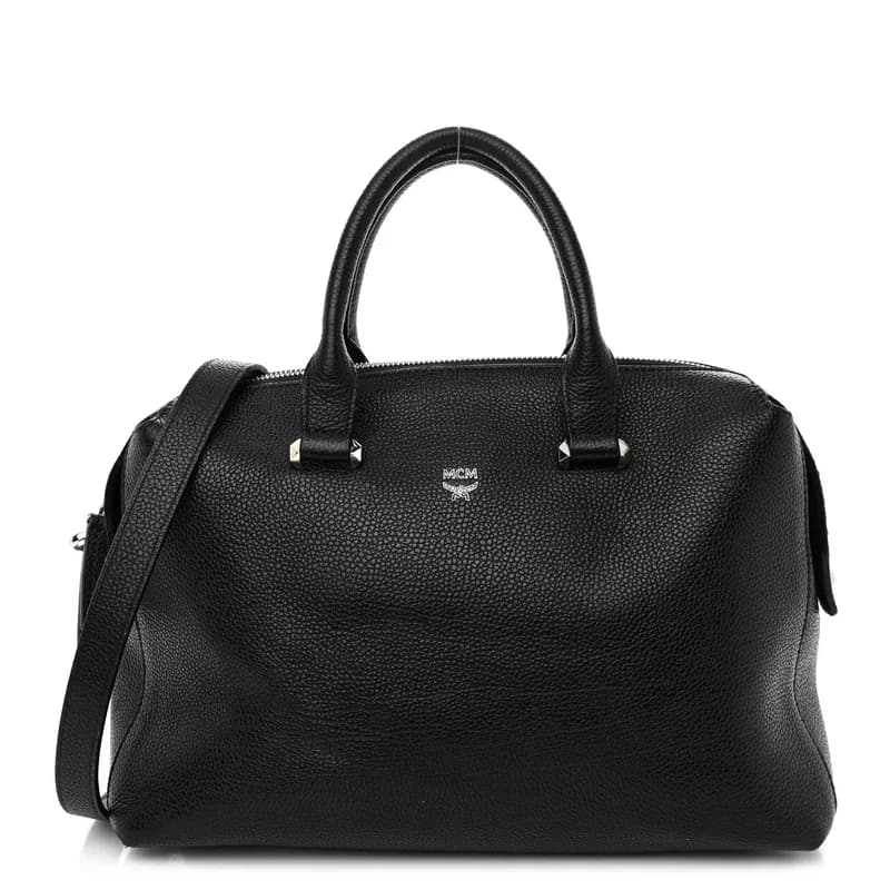 MCM — Grained Calfskin Medium Ella Boston Black — Handbag — resale