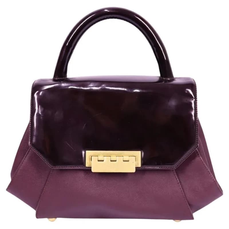 Zac Posen — Zac Posen Eartha Top Handle Bag in Dark Purple Leather — Handbag — resale