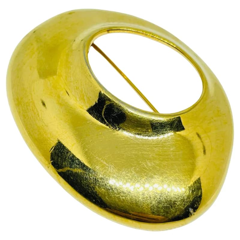 Liz Claiborne — Liz Claiborne Signed Vintage Gold Tone Modernist Designer Brooch — Jewelry — resale