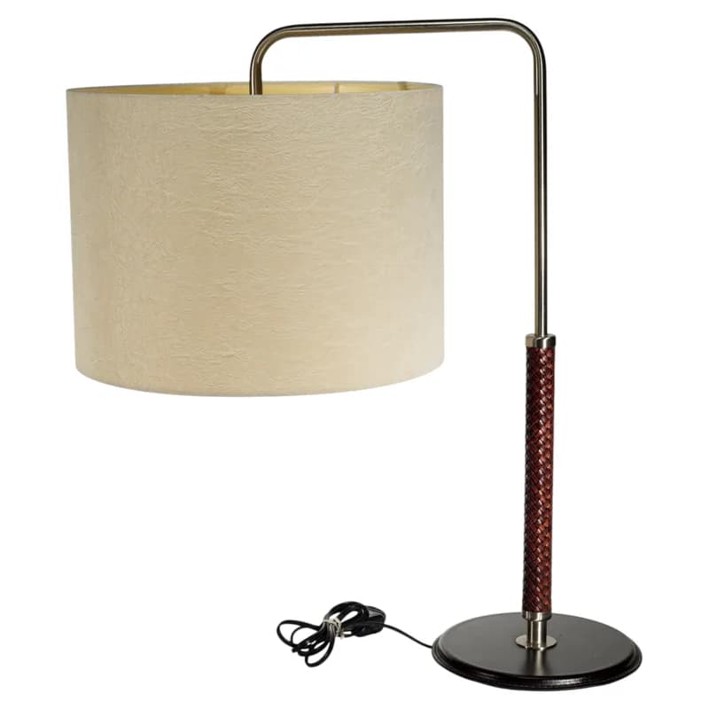 Natuzzi — Natuzzi Art Deco Leather Wrapped Steel Table Lamp, Italy, 1980s — Furniture — resale