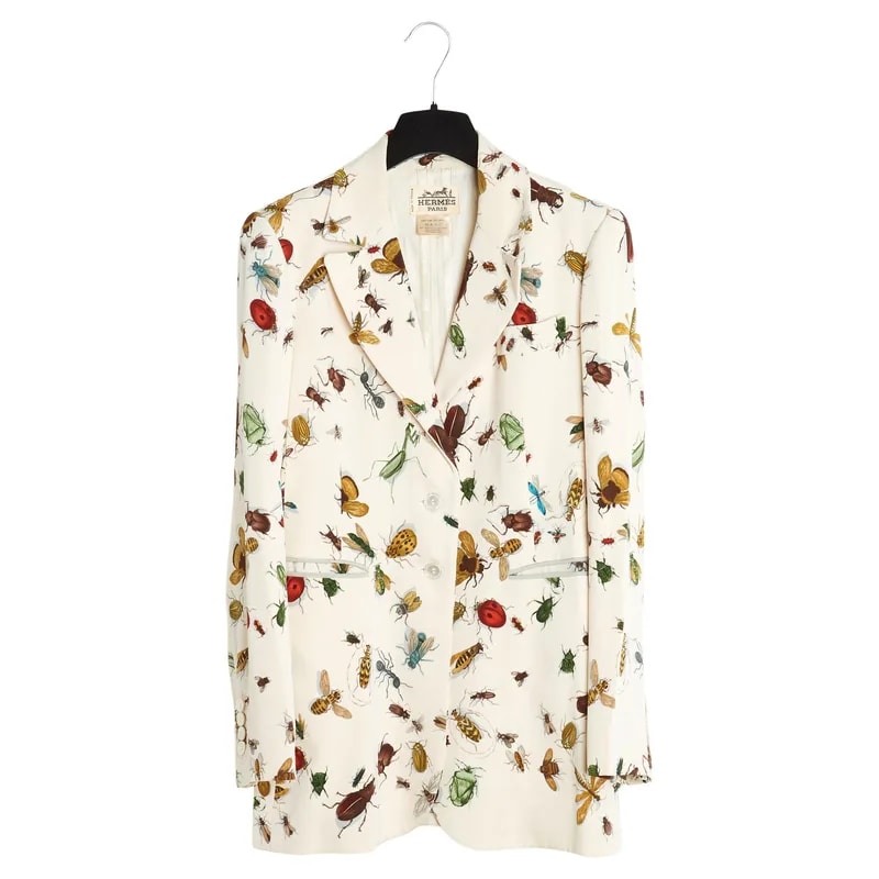 Hermès — Hermès 1990s Veste Soie Insectes FR38 Twill Jacket UK10 US8 — Clothing — resale