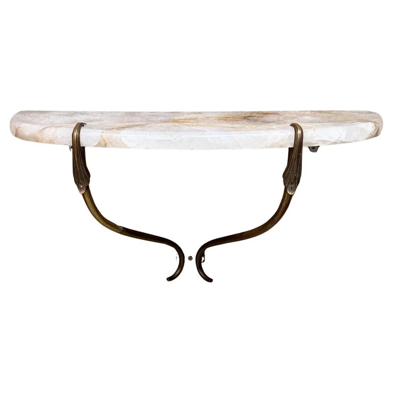 1950s Sculptural Venetian Wall Console Table, Cristallo Brass, Italy — Furniture — resale