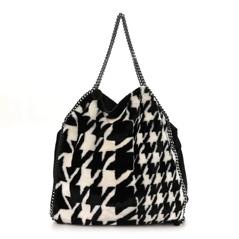 Stella McCartney — Eco Fur Houndstooth Big Falabella — Handbag — resale