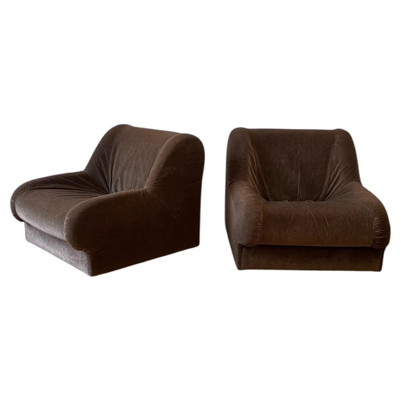1970s Modular 2 x Lounge Chairs Sofa Airborne Style Distressed Italy Armchairs — Furniture — resale