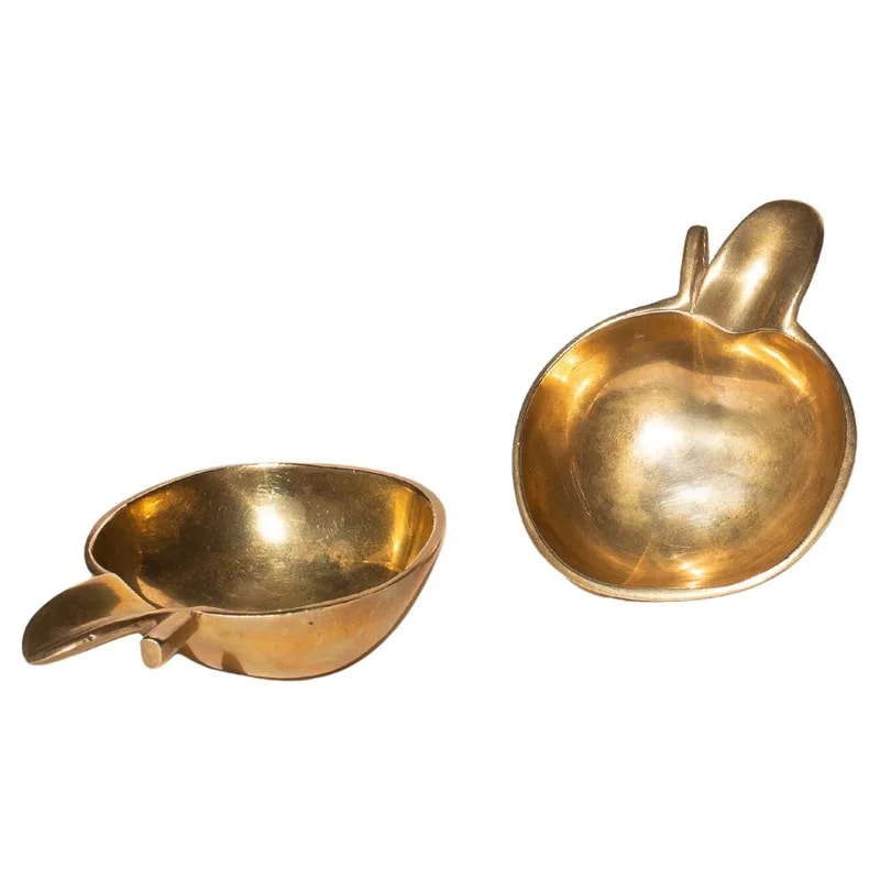 Brass Catchall Bowls Set of 2, Apple Shaped Trinkets, France, 1970s — Accessory — resale